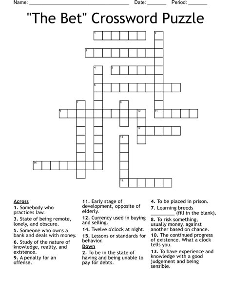 place a bet crossword.